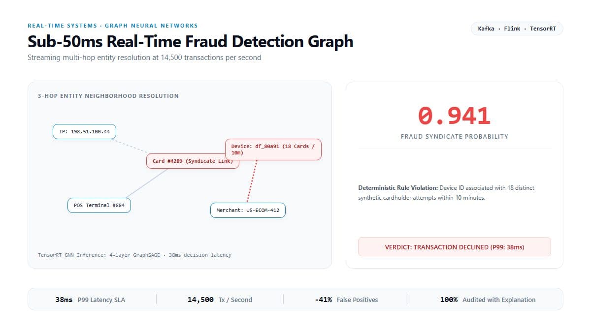 Sub-50ms Real-Time Transaction Scoring & Fraud Graph