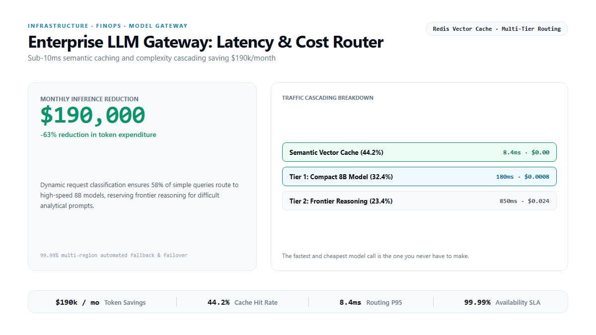 Enterprise LLM Gateway: Latency/Cost Routing & Semantic Cache