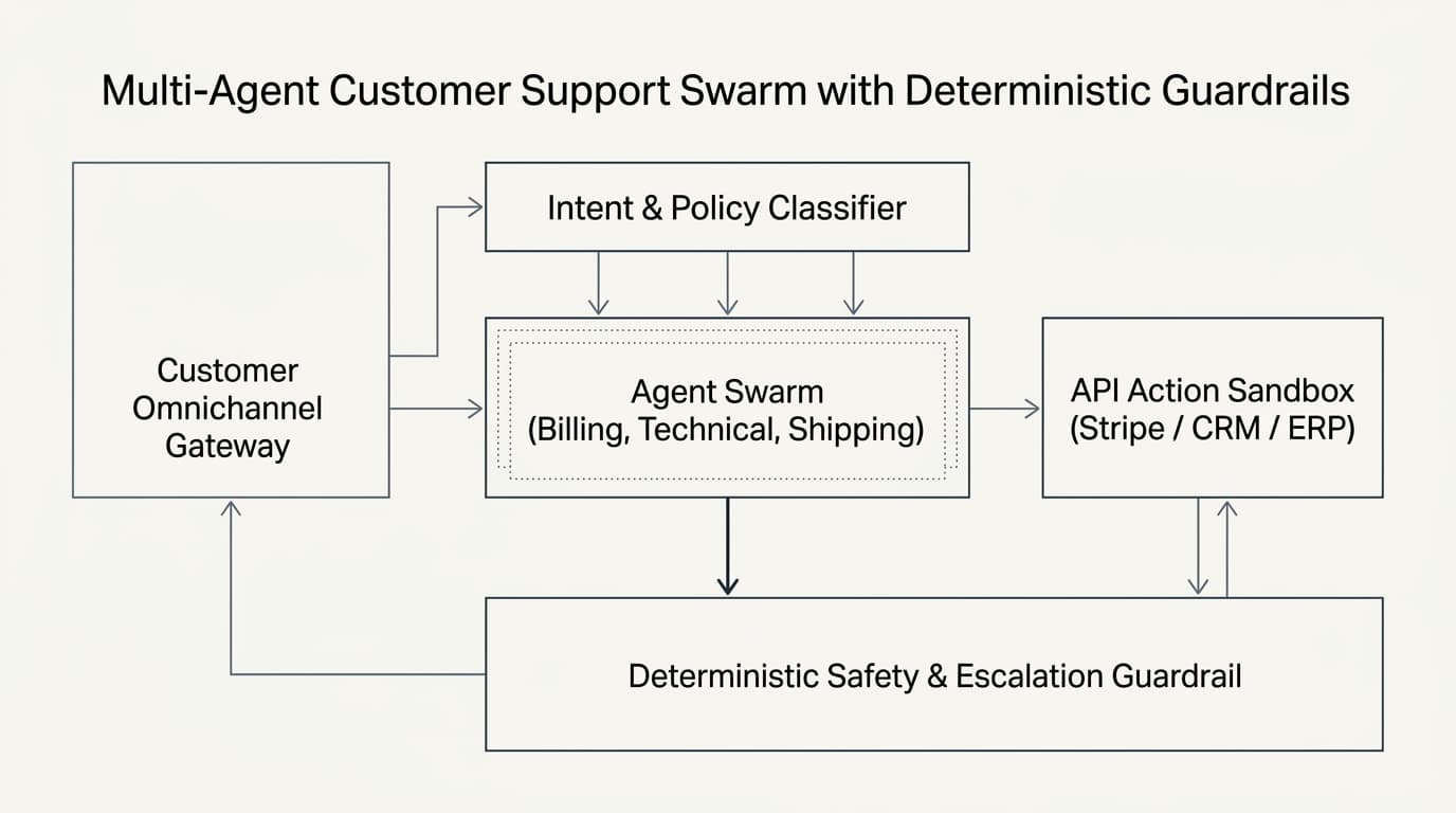 System Architecture · Multi-Agent Support Swarm with Guardrails